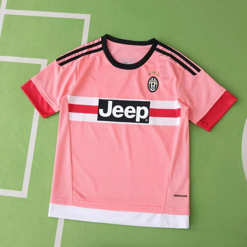 Juventus F.C. Away Retro Kids Kit 2015/16 — Pink Jeep Jersey & Shorts Set