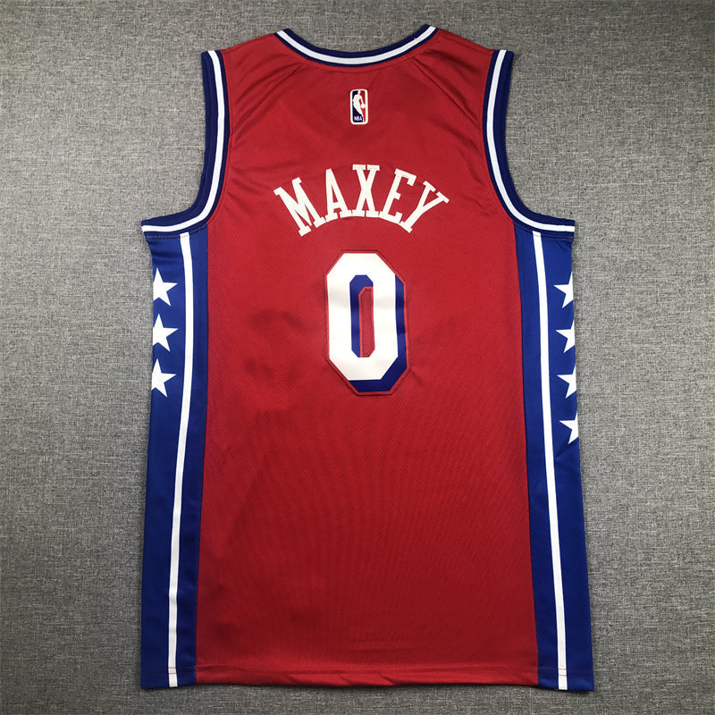 Men's Philadelphia 76ers Tyrese Maxey Red Fastbreak Replica Player Jerseys