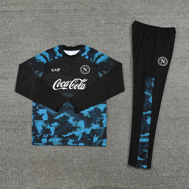 SSC Napoli 2024/25 Training Tracksuit – Black & Blue Pixel Camo EA7 Edition