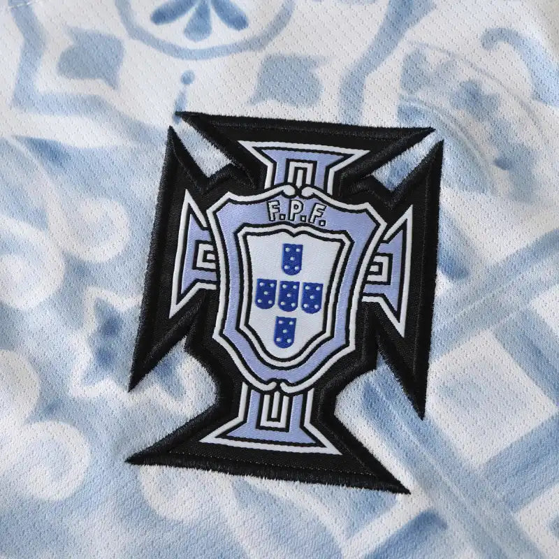 Portugal National Team Training Fan Version 2024/25 – White Azulejo Tile Print Football Shirt | FPF Crest