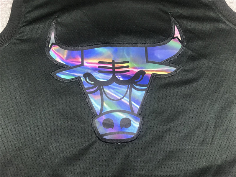 Michael Jordan #23 Chicago Bulls Nike All-Black Stealth Iridescent Logo Swingman Jersey