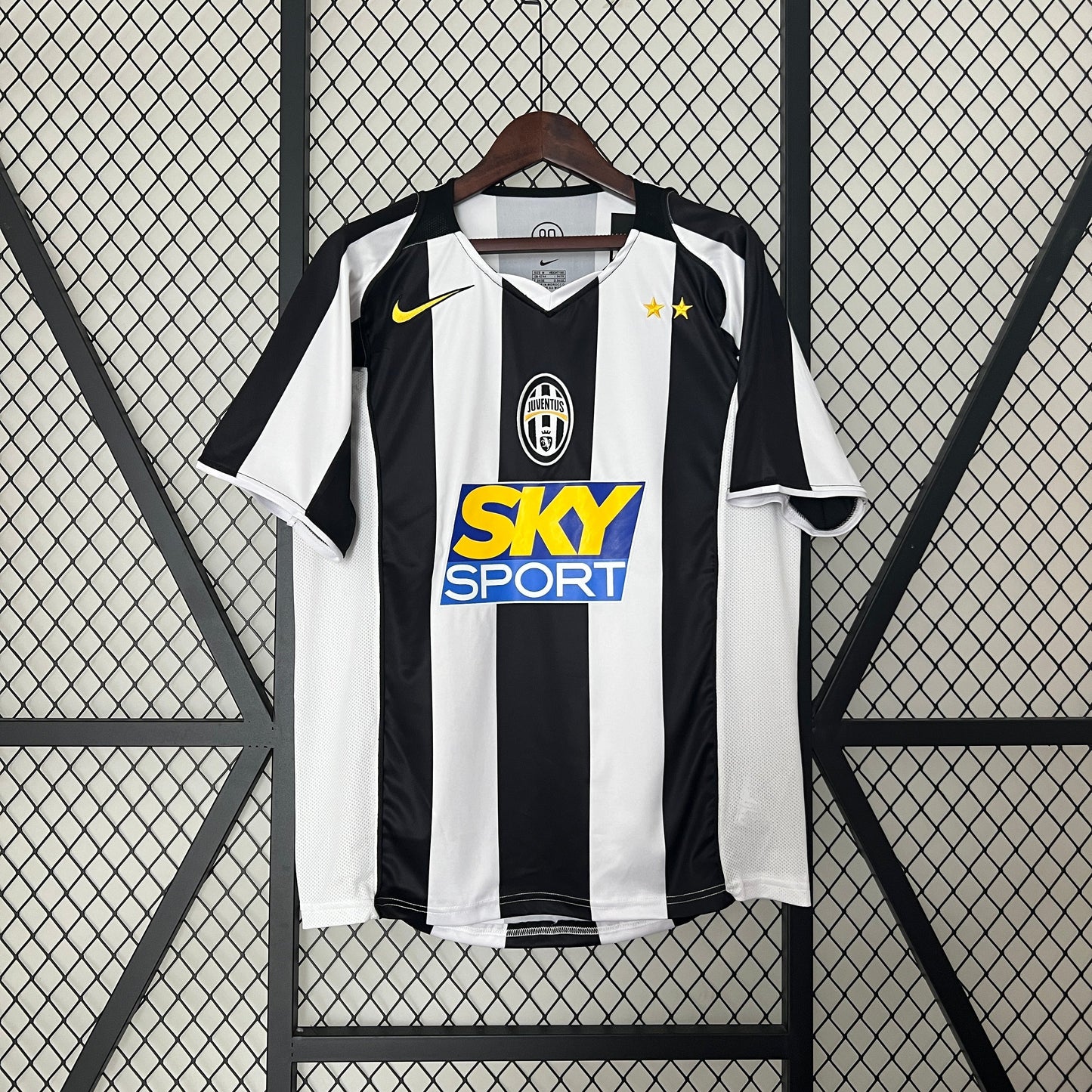 Juventus 2004-05 Home Jersey – Black White Stripe Nike Sky Sport Two Stars Fan Version Serie A Football Shirt