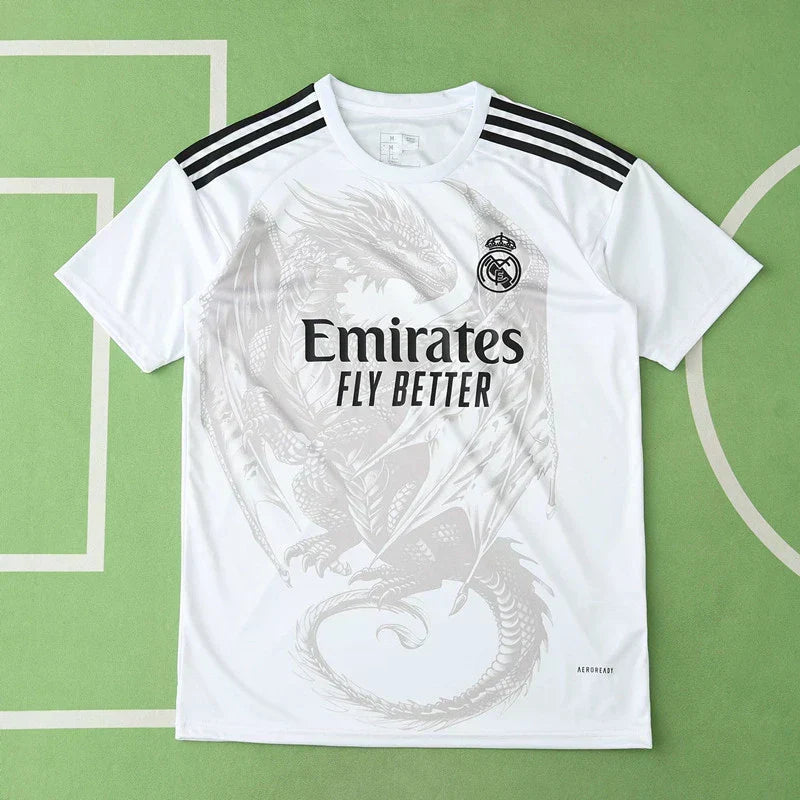Real Madrid 2024/25 White Grey Dragon Concept Jersey – Ghost Dragon Adidas Fan Version