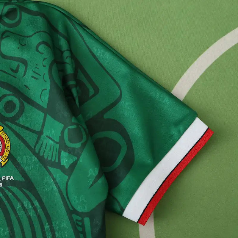 Mexico Home Retro Fan Version Jersey 1998 – Green ABA Sport Aztec Sun Stone France World Cup Football Shirt