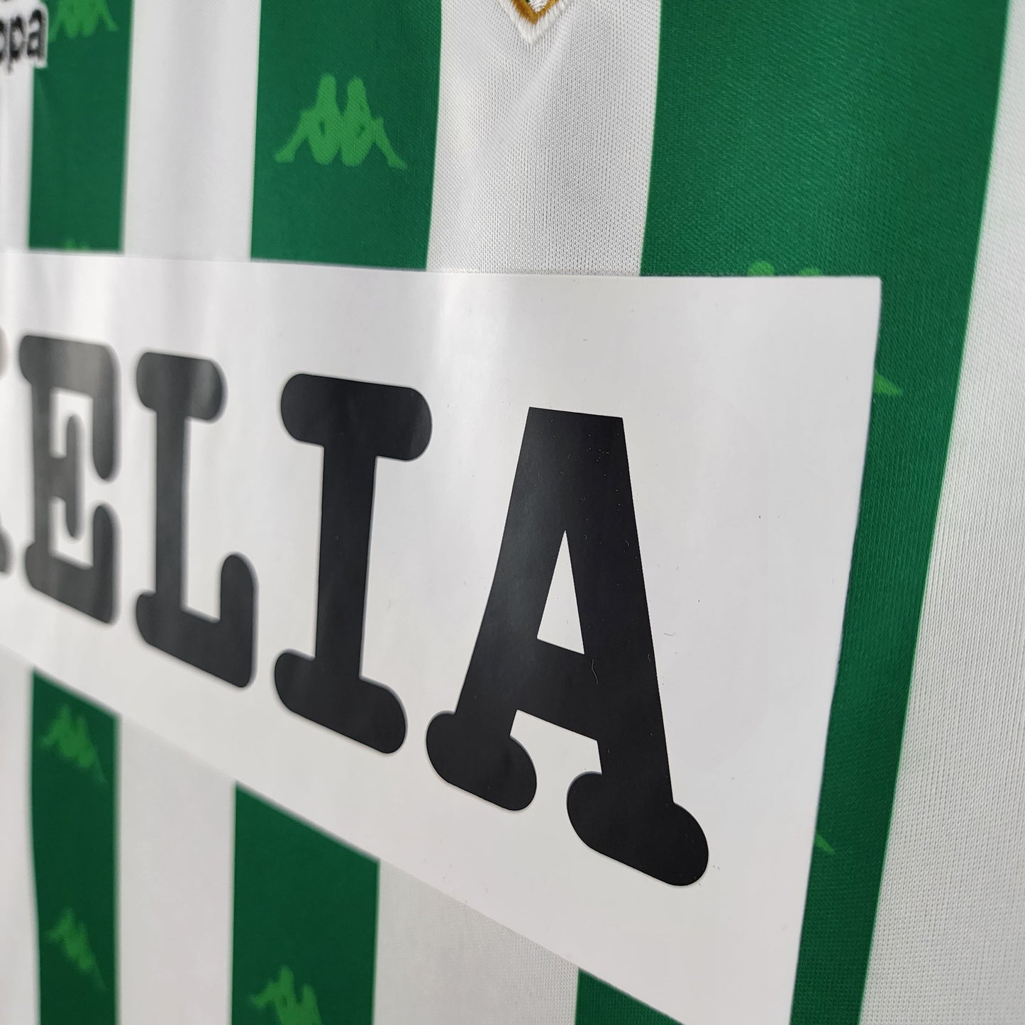 Real Betis 1995-97 Home Retro Jersey – Kappa Green White Stripe Jacquard Kit | Alfonso Finidi KELIA Era