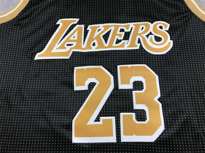 LeBron James #23 Los Angeles Lakers Black Gold Nike Select Series Diamond Texture Signature Swingman Jersey