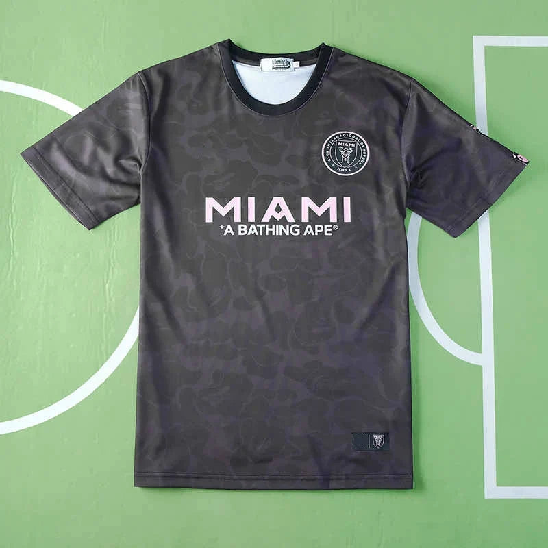 Inter Miami CF x BAPE A Bathing Ape Collaboration Fan Version Jersey 2023/24 – Black Camo Football Shirt