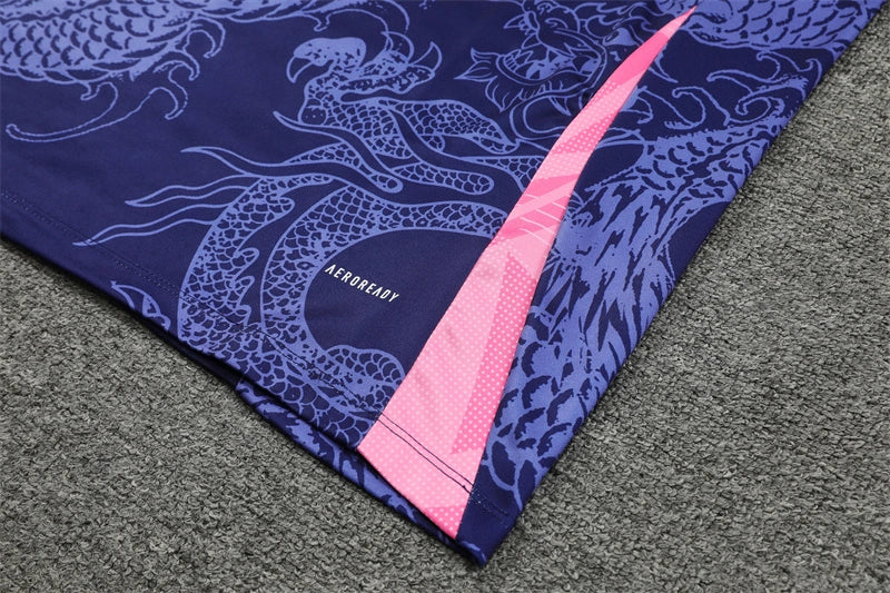 Real Madrid 2024/25 Purple & Pink Dragon Graphic Adidas Training Tracksuit – Quarter-Zip Polo Top & Tapered Pants | La Liga Special Edition