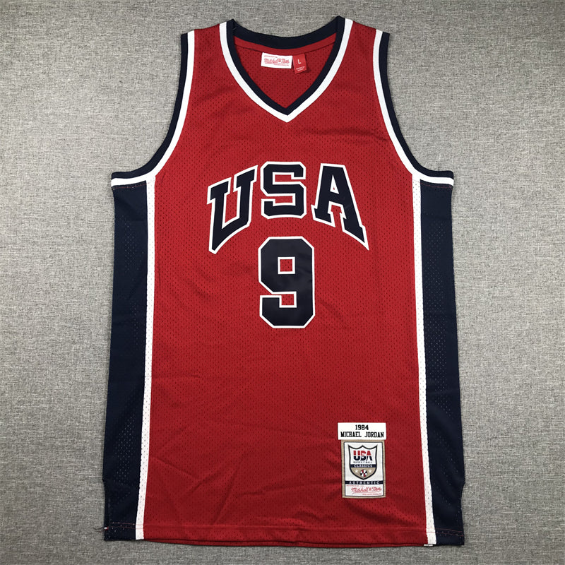 Michael Jordan #9 Team USA Mitchell & Ness 1984 Los Angeles Olympics Red Home Hardwood Classics Authentic Jersey