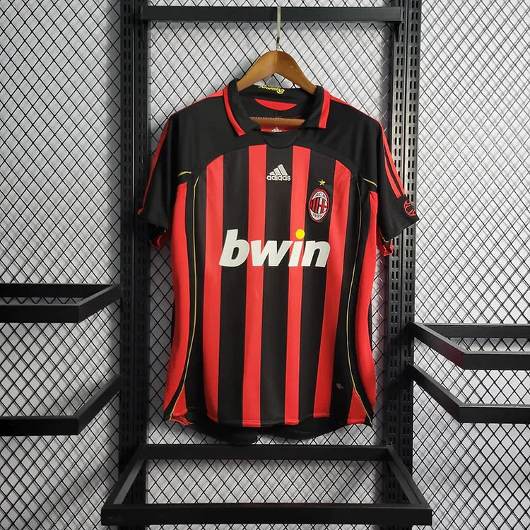 AC Milan 2006-07 Home Jersey – Black & Red Adidas bwin Retro Serie A Champions League Football Shirt | Maldini Kaká Pirlo