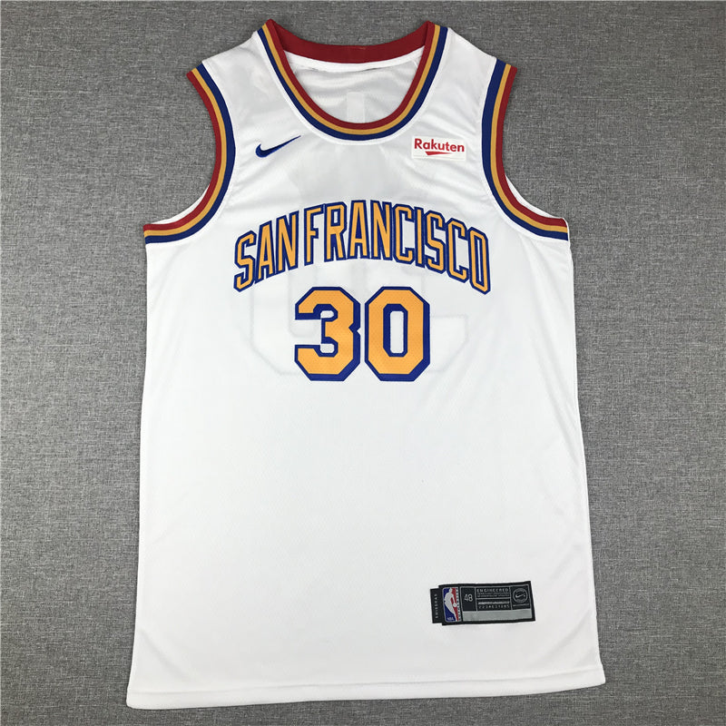 Stephen Curry #30 Golden State Warriors Nike White "San Francisco" Classic Edition Tri-Color Collar Swingman Jersey
