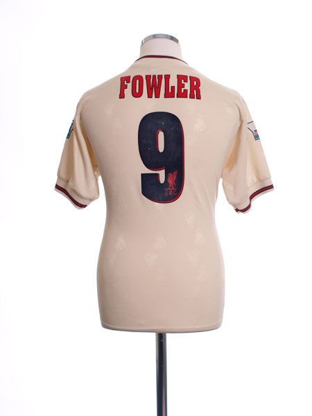 Liverpool 1996-97 Away Retro Jersey – Reebok Cream White Carlsberg Kit | Fowler Owen McManaman Collymore Era