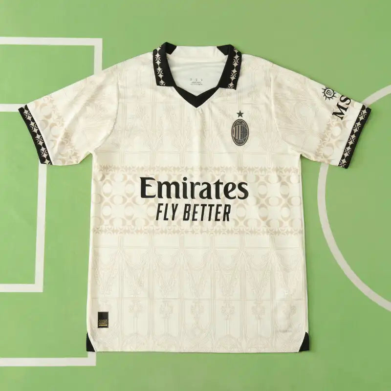 A.C. Milan Fourth Beige Fan Version Soccer Jersey 2023/24 – Custom Name & Patch | Giroud, Pulisic, Leão