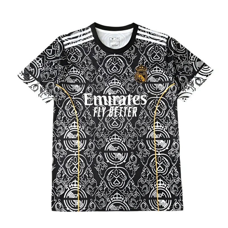 Real Madrid 2024/25 Royal Crest Monogram Concept Jersey – Black White Gold Adidas Fan Version