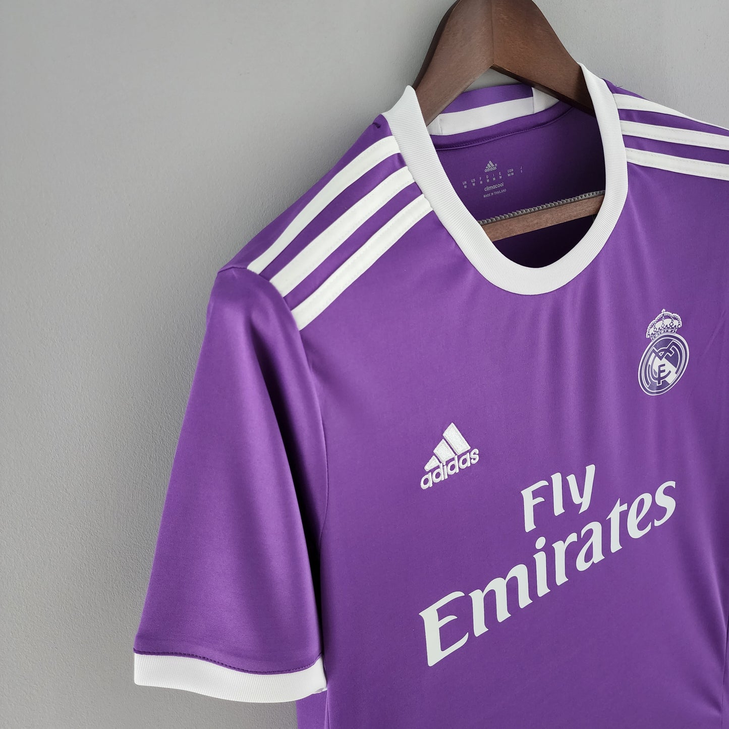 Real Madrid 2016-17 Away Purple Jersey – Adidas Purple White Crew Neck Three Stripes Fly Emirates Climacool Ronaldo Benzema Modric Ramos Bale Kroos Champions League Fan Version Football Shirt
