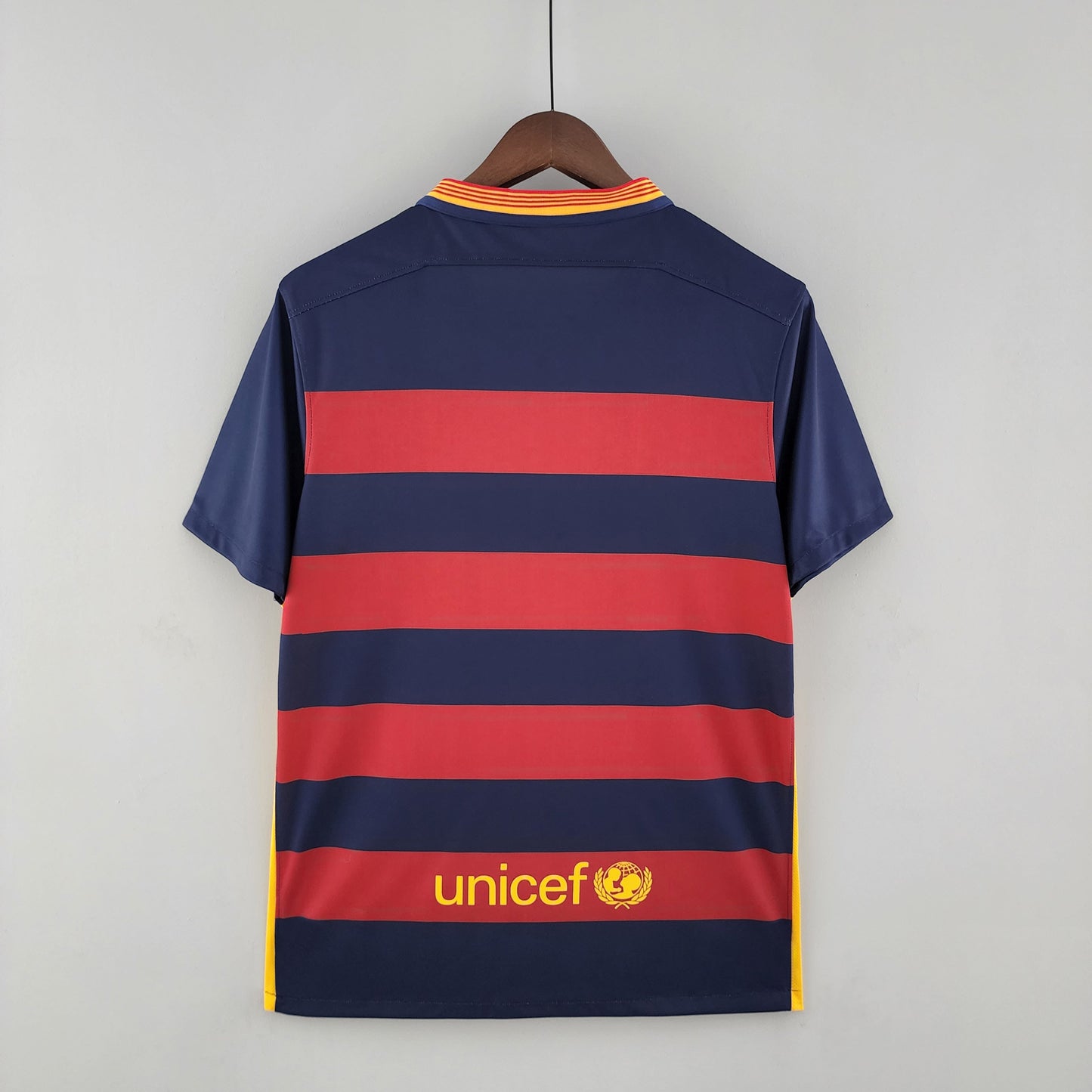 FC Barcelona 2015-16 Home Retro Jersey – Navy Blue Red Horizontal Stripe Qatar Airways Nike Dri-FIT Fan Version La Liga Football Shirt