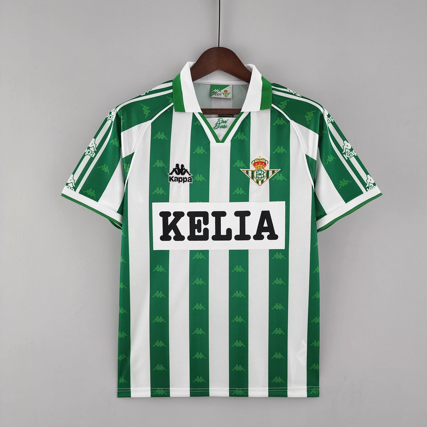 Real Betis 1995-97 Home Retro Jersey – Kappa Green White Stripe Jacquard Kit | Alfonso Finidi KELIA Era