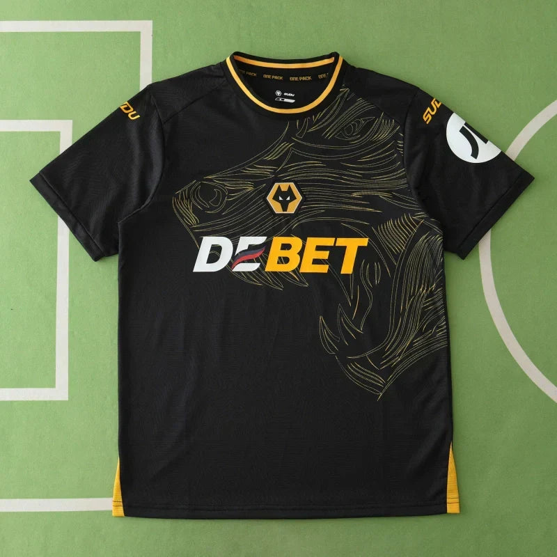 Wolverhampton Wanderers Away Fan Version 2024/25 – Black & Gold Premier League Football Jersey | Wolves SUDU Kit