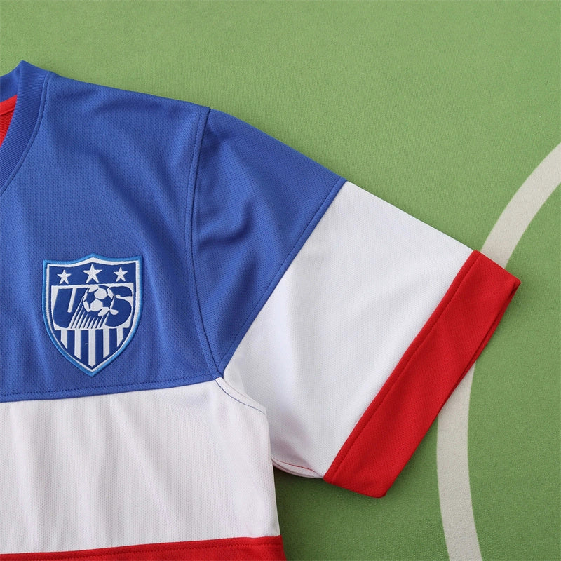 USA National Team Away Retro Fan Version 2014 World Cup – Blue White Red Tri-Color Stripe USMNT Jersey