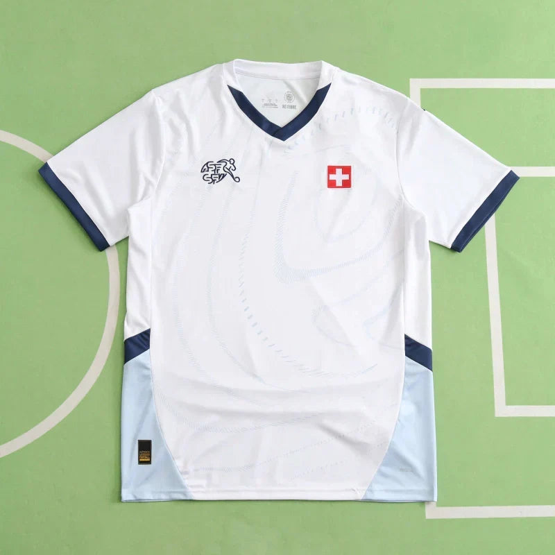 Switzerland 2024 Away Fan Jersey – White & Navy | UEFA Euro | ASF/SFV Crest | Swiss National Team Kit