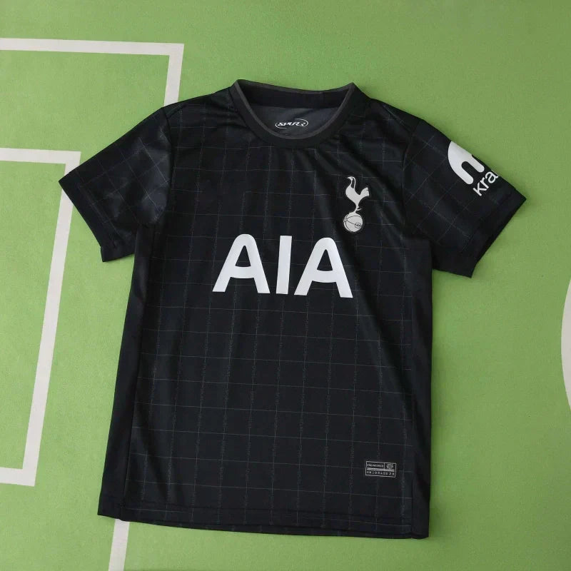 Tottenham Hotspur 2025/26 Away Kids Kit – All Black | AIA | Spurs Youth Football Set | Son & Maddison