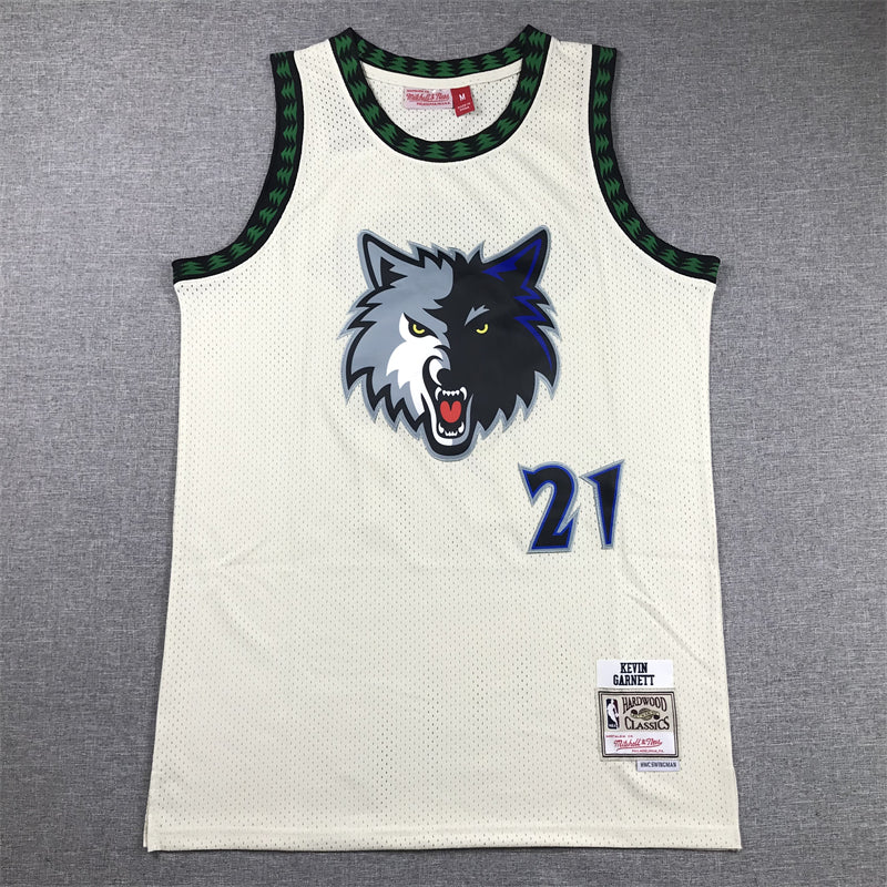 Men's Minnesota Timberwolves Kevin Garnett #21 Cream Hardwood Classics Swingman Jerseys