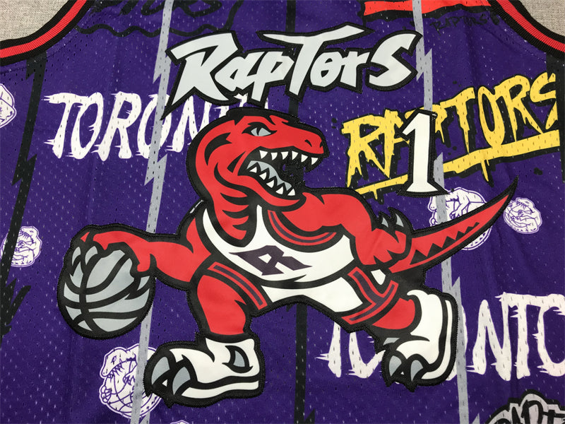 Men's Toronto Raptors Tracy McGrady #1 Purple Swingman Player Jerseys - Graffiti Edition