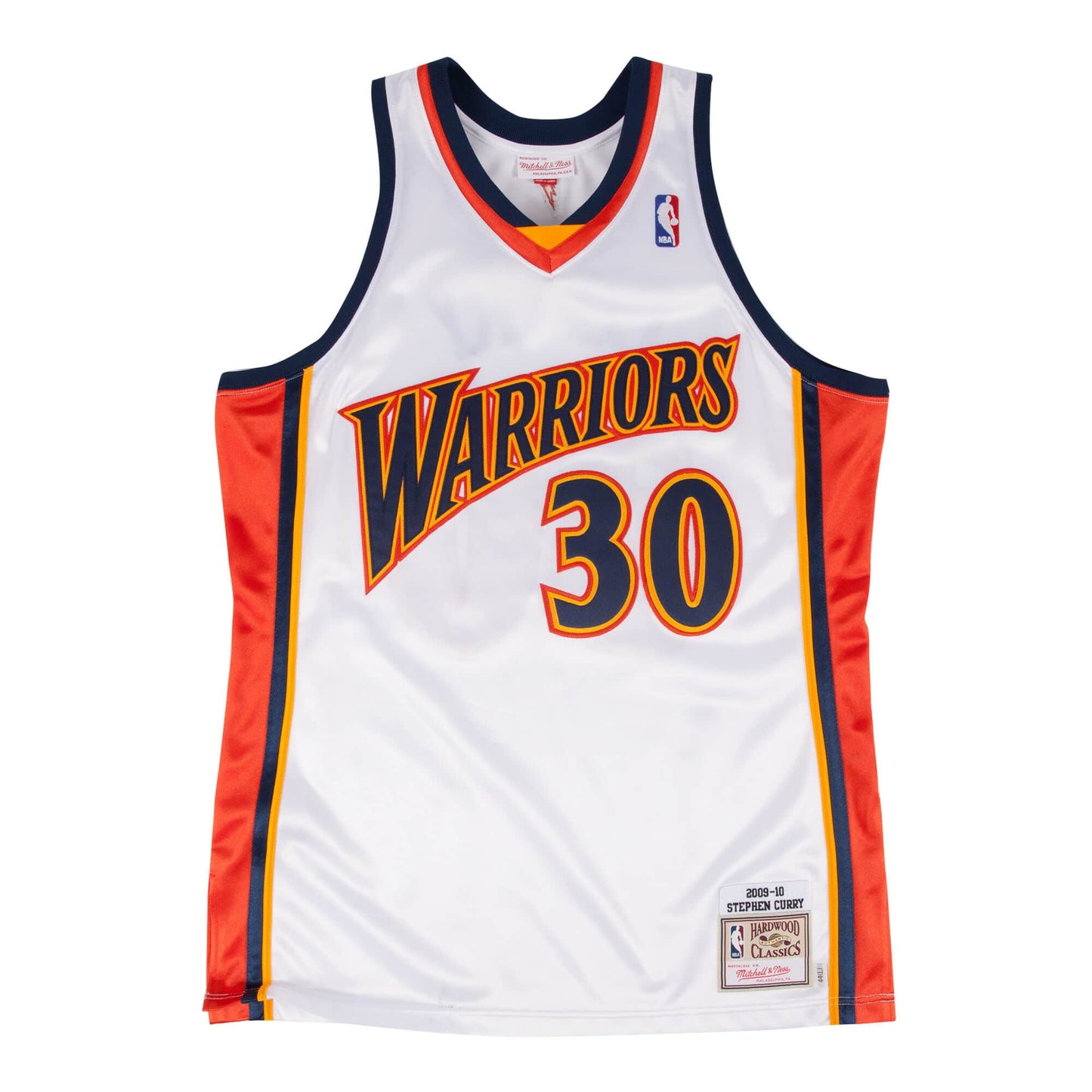 Stephen Curry #30 Golden State Warriors Mitchell & Ness White 2009-10 Rookie Season Tri-Color Side Panel Home Hardwood Classics Swingman Jersey - Men's & Youth