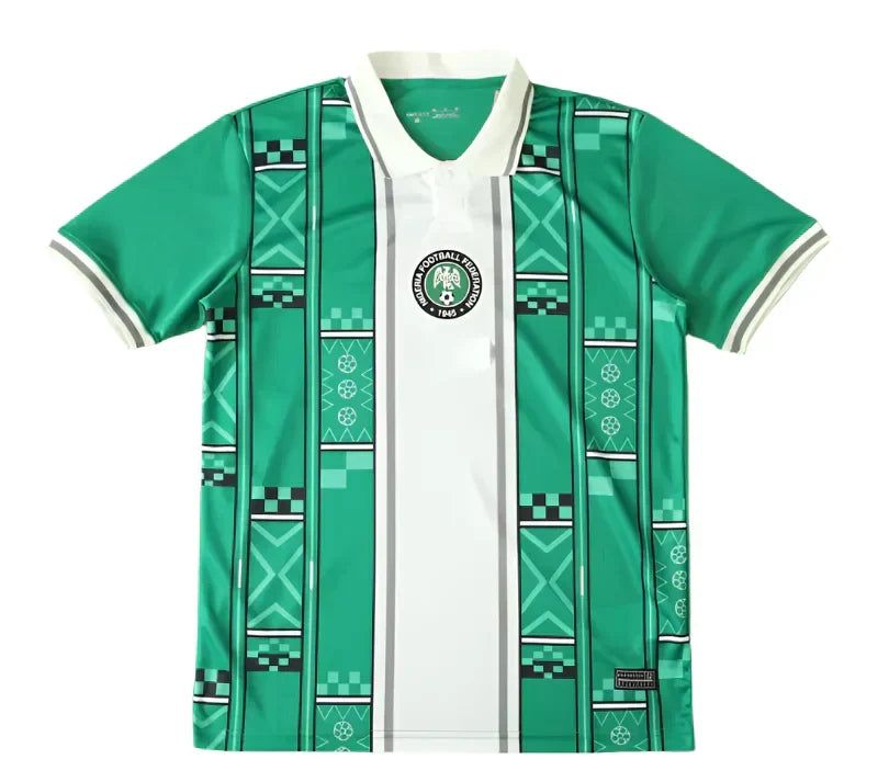 Nigeria National Team 2024/25 Home Jersey – Green Aso-oke Geometric Pattern Fan Version