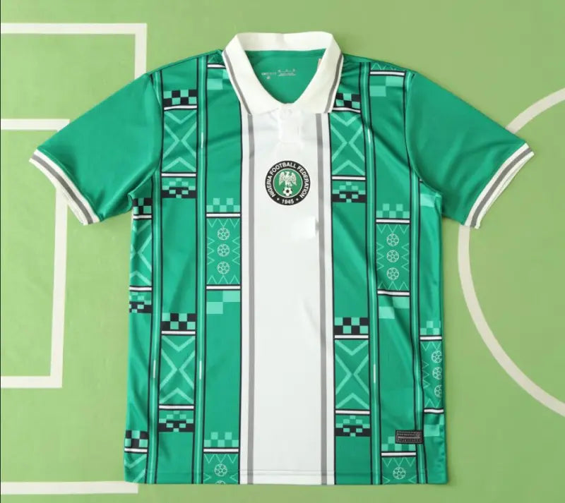 Nigeria National Team 2024/25 Home Jersey – Green Aso-oke Geometric Pattern Fan Version