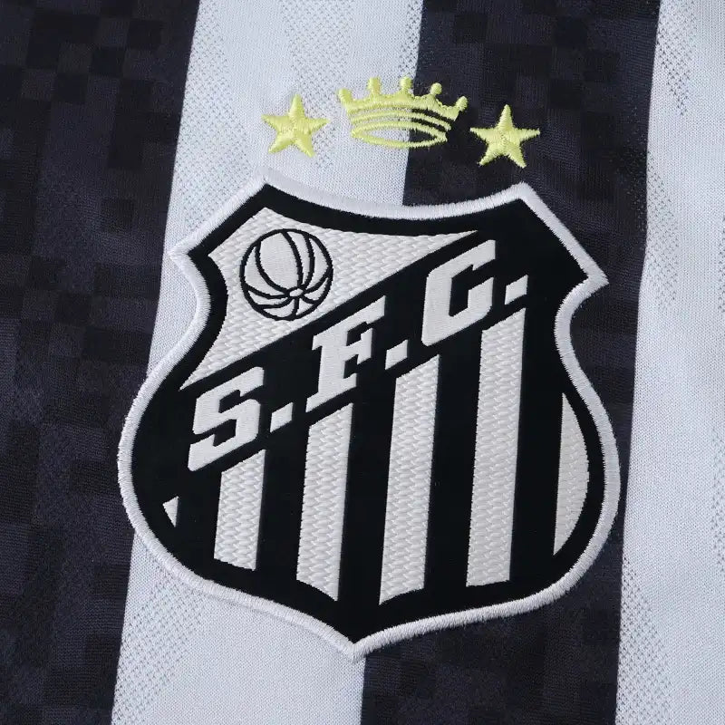Santos FC Away Fan Version 2025/26 – Umbro Black & White Stripe Football Jersey | Neymar Jr #10