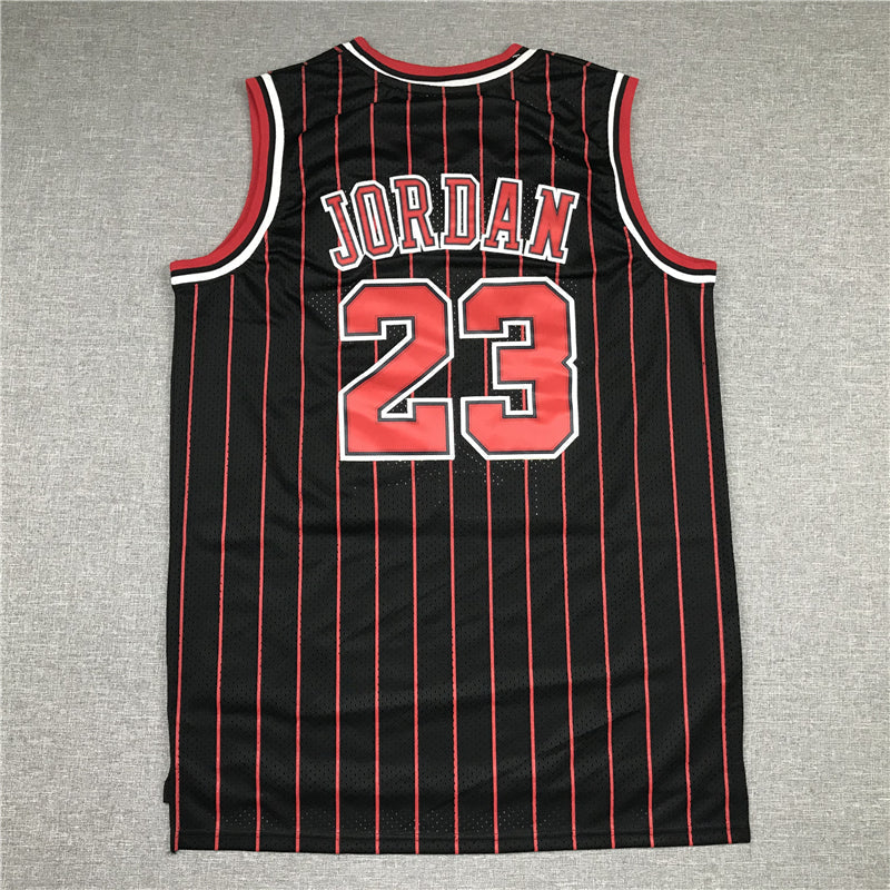 Michael Jordan #23 Chicago Bulls Mitchell & Ness Black Red Pinstripe 1996-97 Hardwood Classics Swingman Jersey