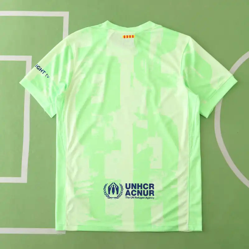 FC Barcelona 125th Anniversary Third Jersey 2024/25 — Fluorescent Green UNHCR Fan Version