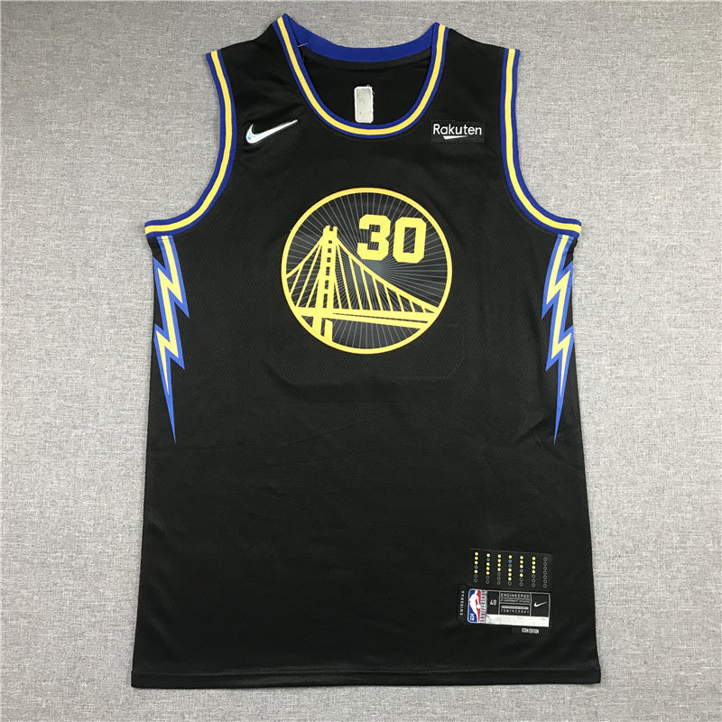 Stephen Curry #30 Golden State Warriors  Black 2022-23 City Edition Lightning Bolt Bay Bridge Swingman Jersey