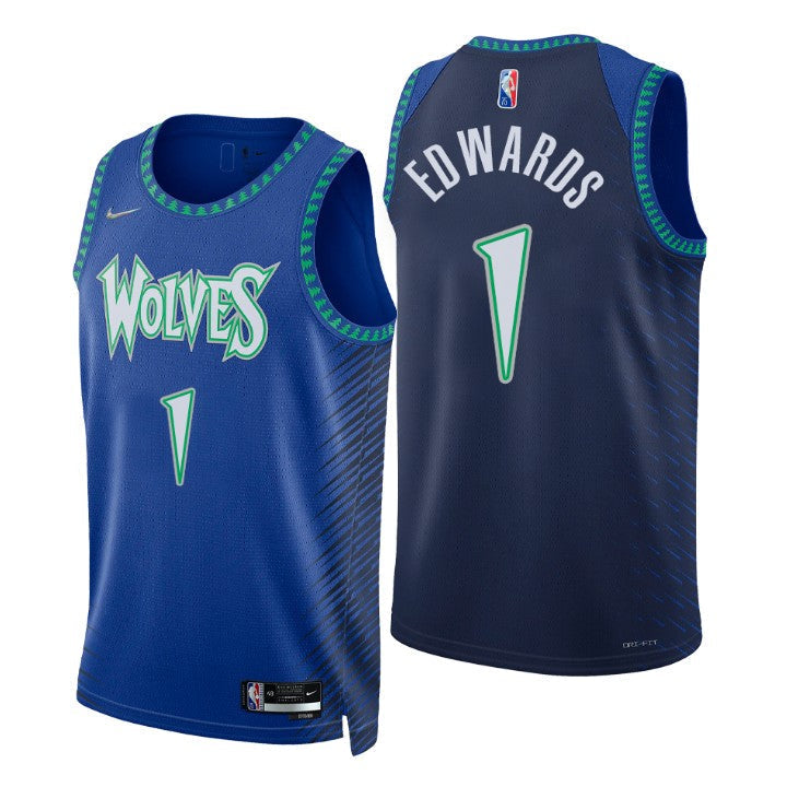Anthony Edwards #1 Minnesota Timberwolves Blue 2021-22 City Edition Swingman Jersey – Nike
