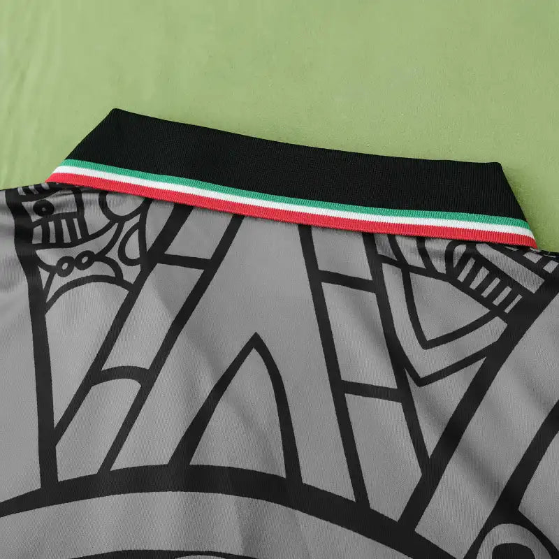 Mexico Away Retro Fan Version Jersey 1998 – Black Grey Aztec Sun Stone France World Cup Football Shirt