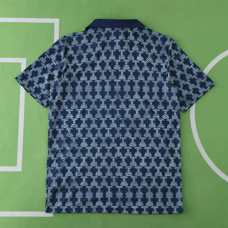 Portugal National Team Training Fan Version 2025/26 – Navy Blue Geometric Pattern Football Training Jersey | FPF Crest