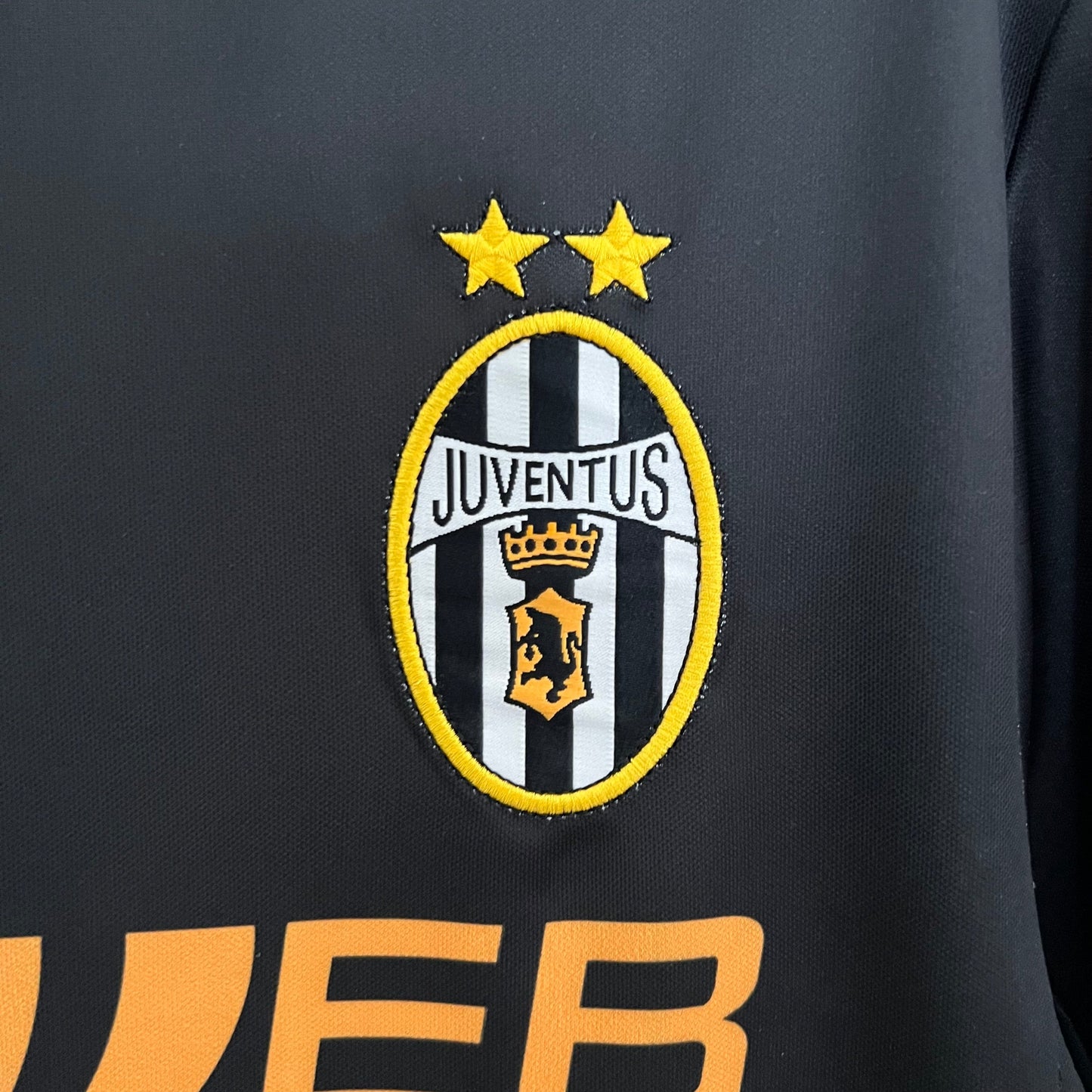 Juventus 2001-02 Away Retro Jersey – All Black Fastweb Lotto V-Neck Fan Version Football Shirt