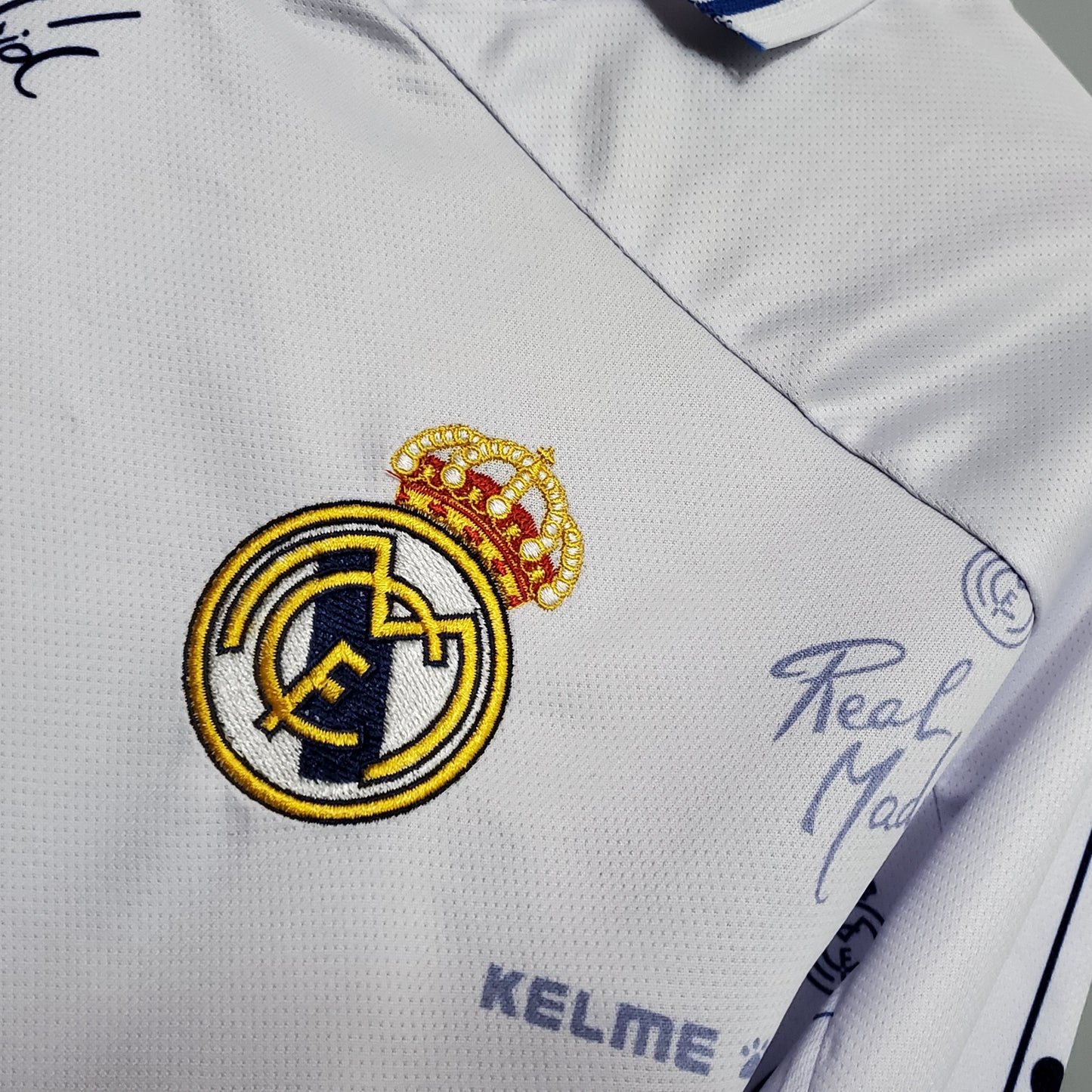 Real Madrid 1995-96 Home Retro Jersey – White All-Over Print Teka Kelme Fan Version La Liga Football Shirt