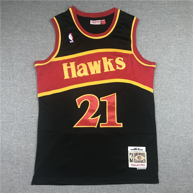 Men's Atlanta Hawks Dominique Wilkins 1986-87 Black Hardwood Classics Swingman Jerseys