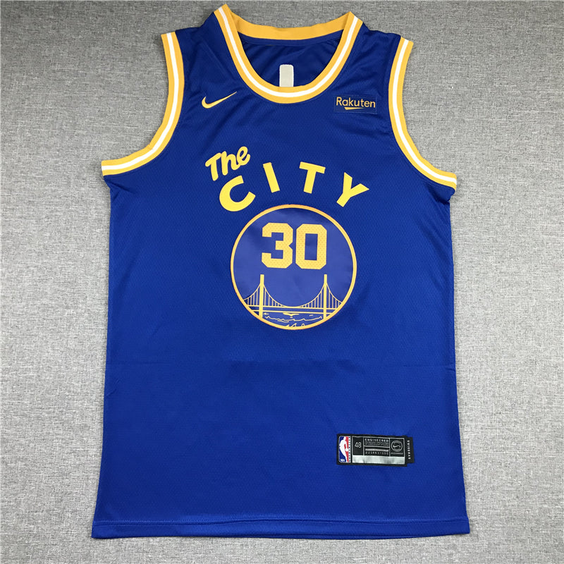Stephen Curry #30 Golden State Warriors Royal Blue 2020-21 "The City" San Francisco Gold Bay Bridge Badge Classic Edition Swingman Jersey
