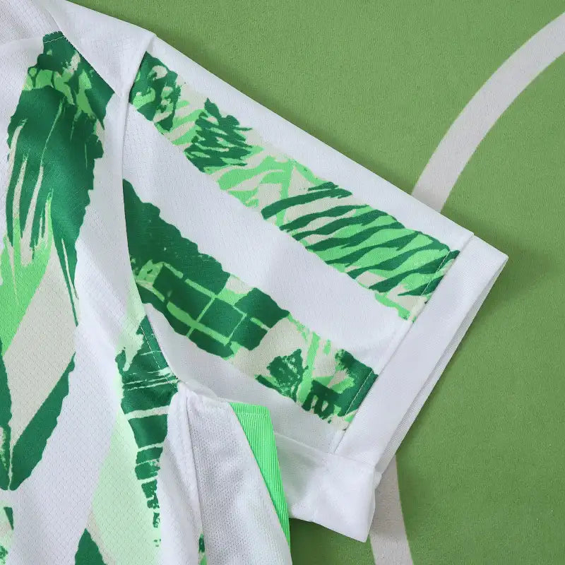 Nigeria National Team 2025/26 Home Jersey – White Green Brushstroke Print NANA Fan Version