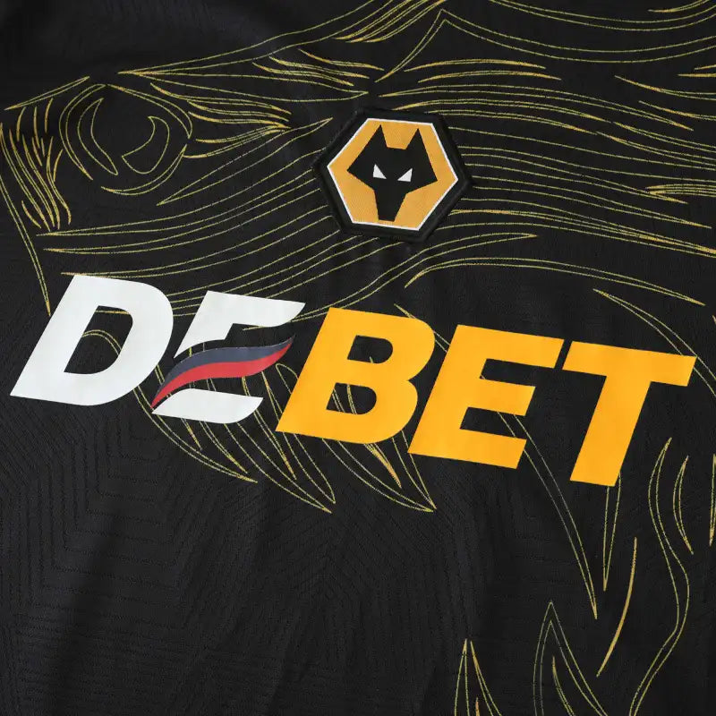 Wolverhampton Wanderers Away Fan Version 2024/25 – Black & Gold Premier League Football Jersey | Wolves SUDU Kit