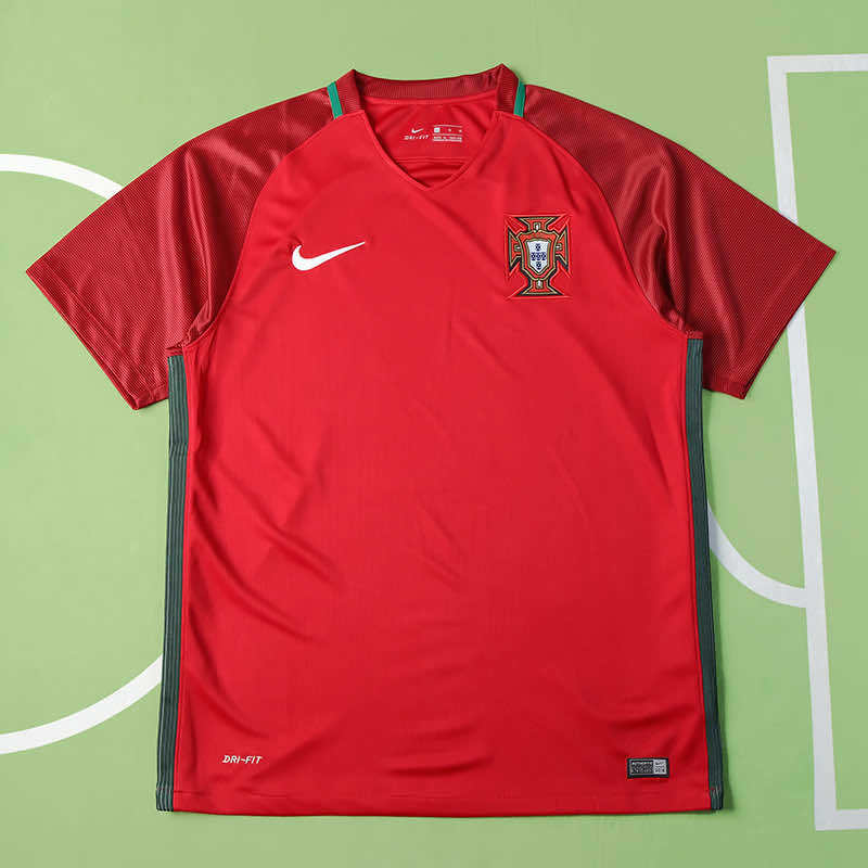 Portugal National Team Home Retro Fan Version 2016 – Scarlet Red Euro Championship Football Jersey | FPF Embroidered Crest
