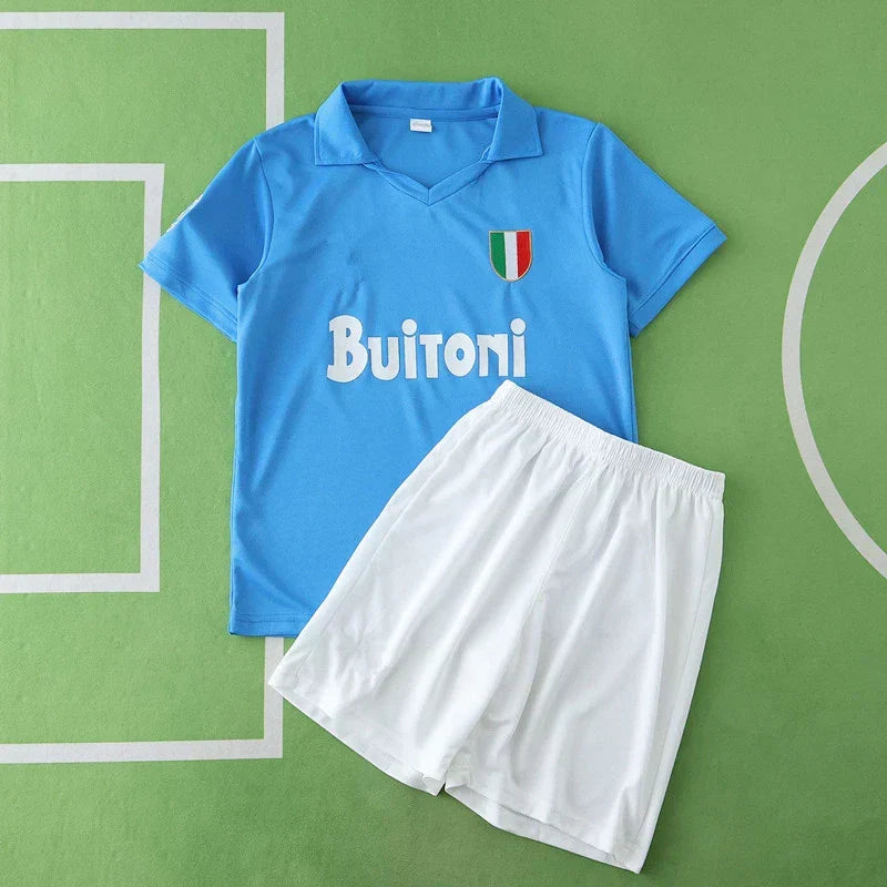 S.S.C. Napoli Home Retro Kids Kit 1987/88 – Classic Sky Blue Buitoni Children's Football Set