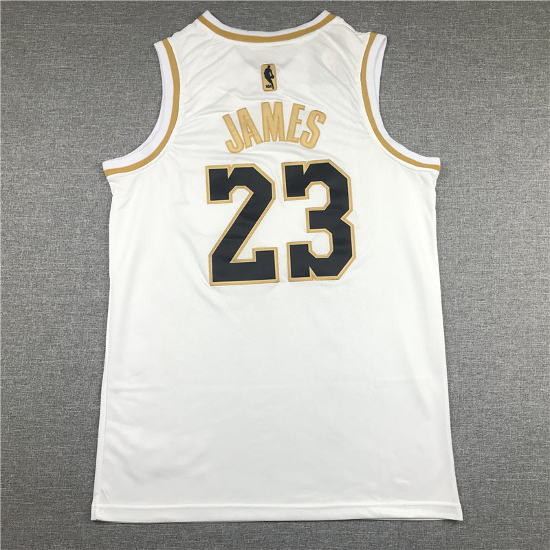 LeBron James #23 Los Angeles Lakers White 2021-22 Golden Edition Swingman Jersey – Gold Globe Logo