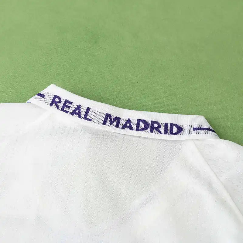 Real Madrid CF Home Retro Fan Version Jersey 1996/97 – White Football Shirt with Kelme Diamond Sleeve & Teka Sponsor
