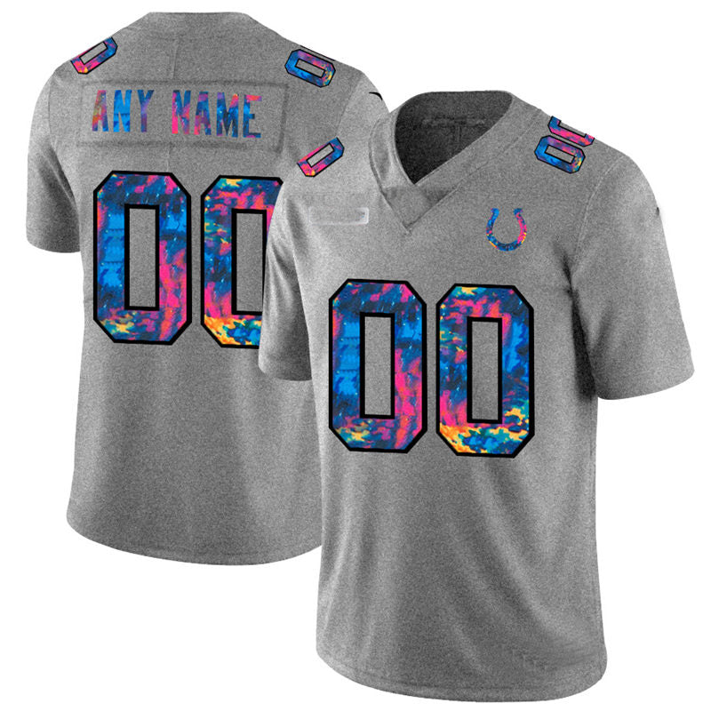 Custom1 Indianapolis Colts Multi-Color 2020 Crucial Catch Vapor Untouchable Limited Jerseys Greyheather Stitched American Football Jerseys