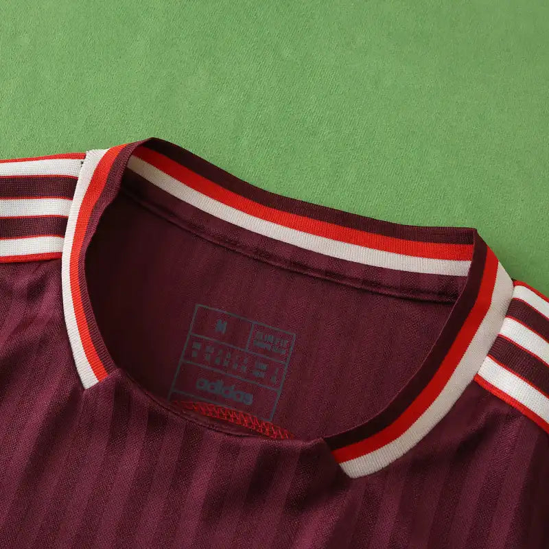 FC Bayern München Retro T-Shirt 2024/25 – Dark Maroon Stripe Collar Casual Football Shirt