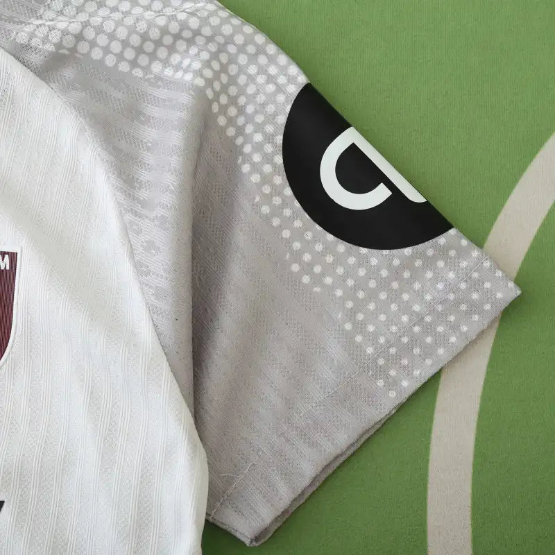 West Ham United Third Fan Version 2024/25 – White Tonal Stripe Premier League Jersey | Gold Crossed Hammers Crest